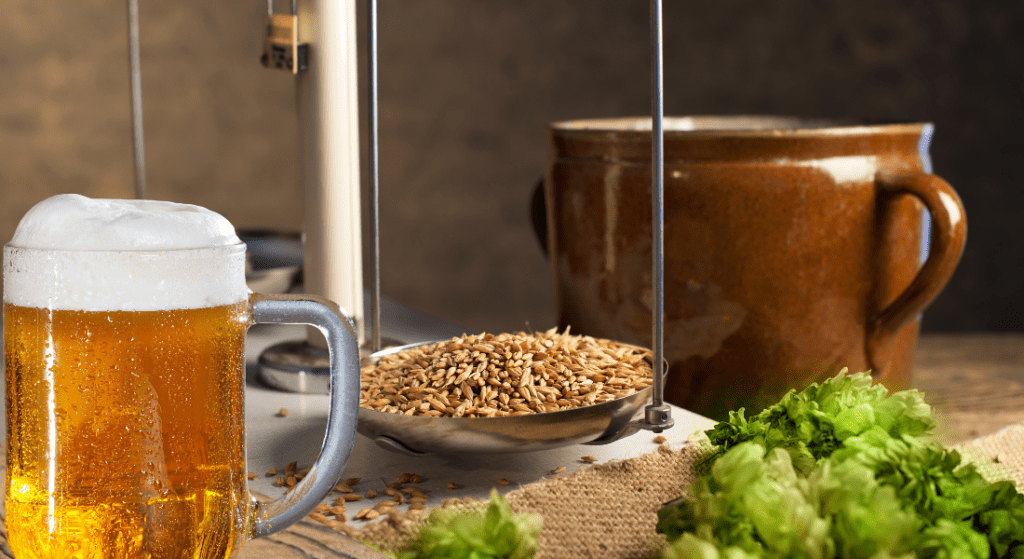 beer glass with grains